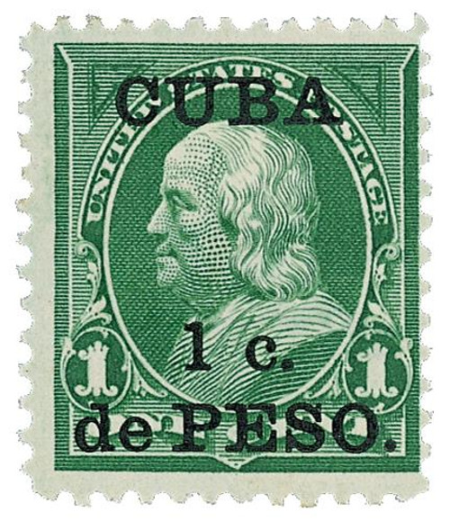 CU221  - 1899 1c on 1c Cuba - Washington, yellow green