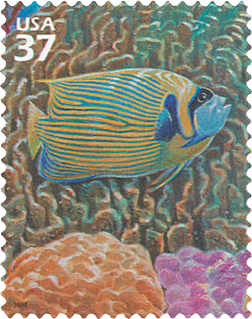 3831a  - 2004 37c Pacific Coral Reef: Emperor Anglefish and Blue Coral