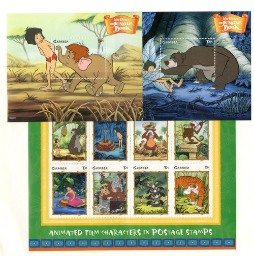 MDS293  - 1998 Disney's The Jungle Book, Mint, Sheet of 8 Stamps and 2 Souvenir Sheets, Gambia