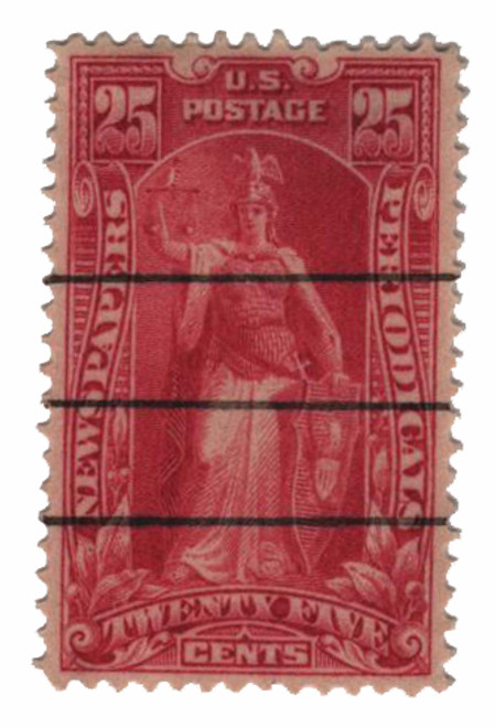 PR106  - 1895 25c Newspaper & Periodical Stamp - soft paper, carmine