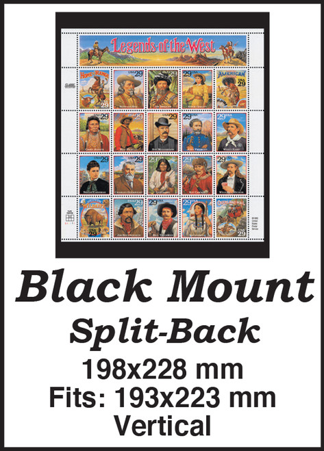 MM713  - 198x228mm 10 Vertical Black Split-Back Mounts