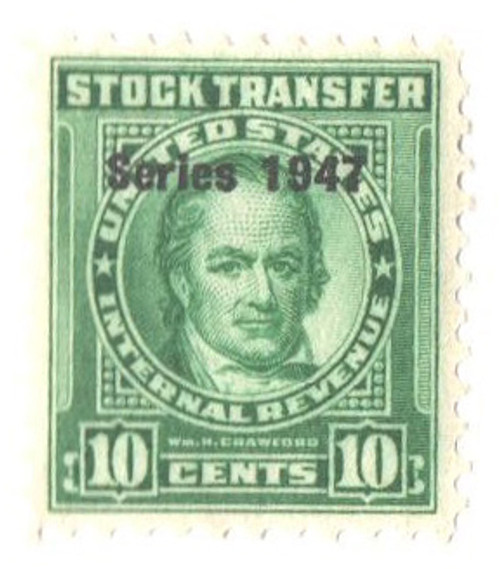 RD239  - 1947 10c Stock Transfer Stamp, bright green, watermark, perf 11