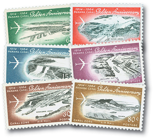 CZC36-41  - 1964 Canal Zone Airmails - 6 Mint stamps