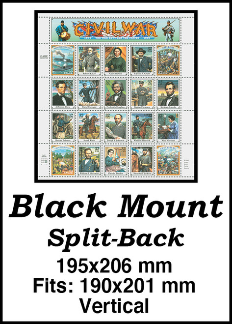 MM6041  - 195x206mm 1 Vertical Black Split-Back Mount