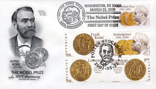 AC43  - 2001 Joint Issue - US and Sweden - Nobel Prize 100th Anniversary