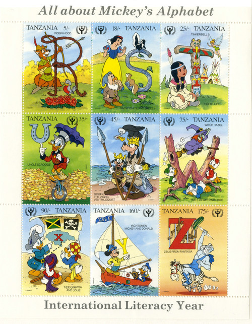 MDS506  - Mickey's ABC'S R-Z, sheet of 9, mint