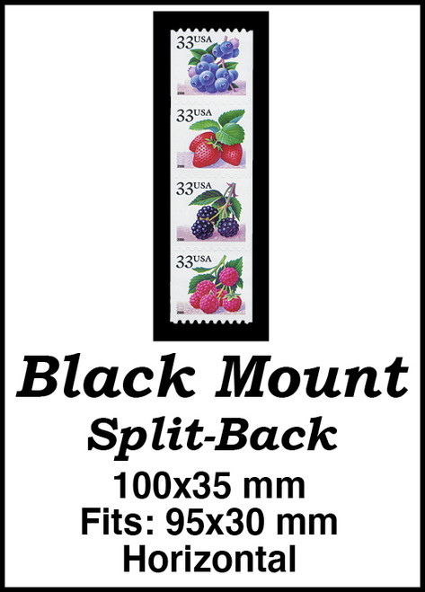 MM6000  - 100x35mm 2 Horizontal Black Split-Back Mounts
