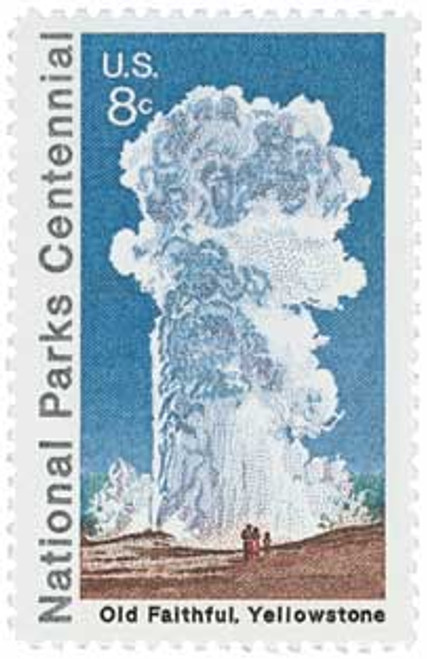1453  - 1972 8c National Parks Centennial: Old Faithful, Yellowstone