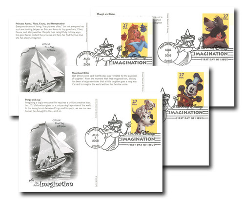 UX535-38  - 2008 27c Art of Disney set of 4 postcard