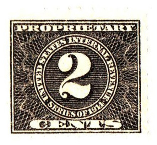 RB53  - 1914 2c Proprietary Stamp - offset, watermark, perf 10, black