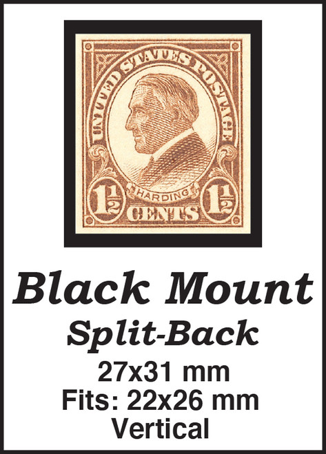 MM750  - 27x31mm 50 Vertical Black Split-Back Mounts