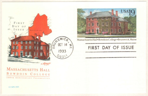 UX173  - 1993 19c Postal Card - Postal C. Massachusetts Hall