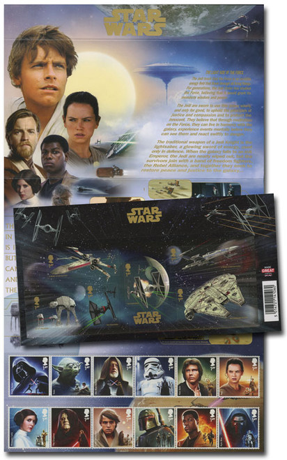 M11603  - 2015 Star Wars Presentation Pack, Mint, Set of 12 Stamps and 1 Sheet of 6, Great Britain