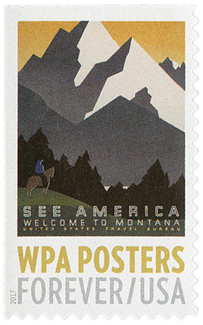 5180  - 2017 First-Class Forever Stamp - WPA Posters: See America, Welcome to Montana