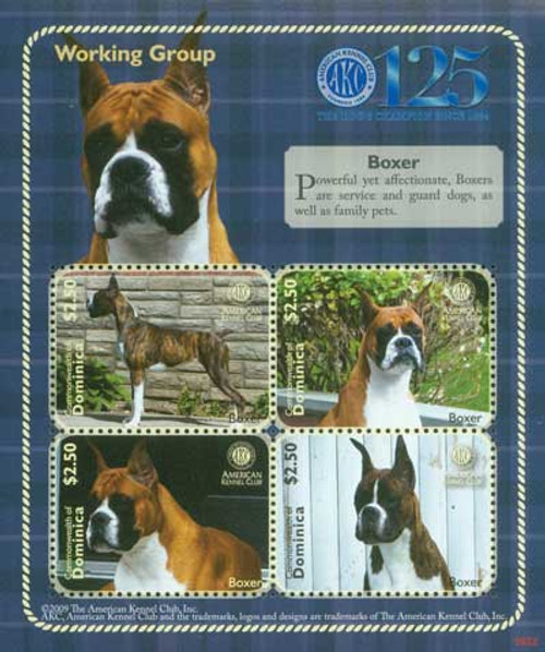 M10666  - 2009 Dominica AKC Boxer Mint Sheet 4v