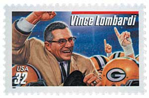 3147  - 1997 32c Vince Lombardi, red bar