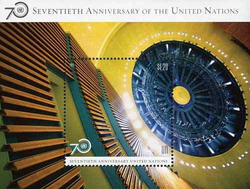 UN1123  - 2015 $1.20 UN 70th Anniversary S/S