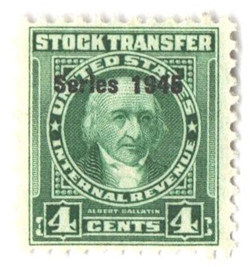 RD211  - 1946 4c Stock Transfer Stamp, bright green, watermark, perf 11