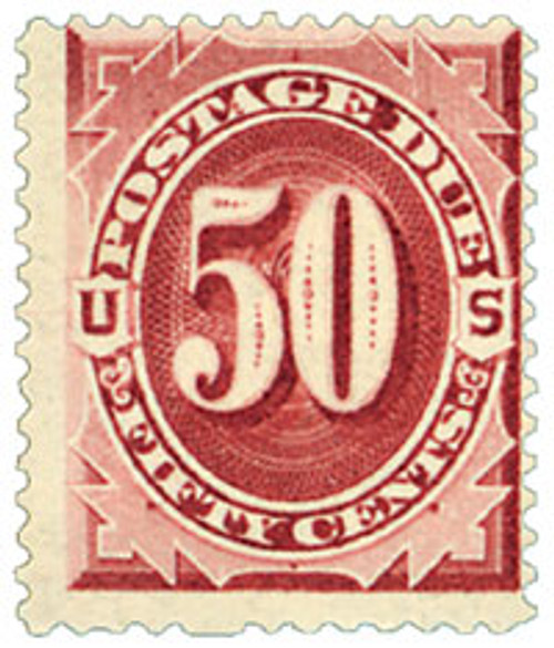J28  - 1891 50c Postage Due Stamp - bright claret