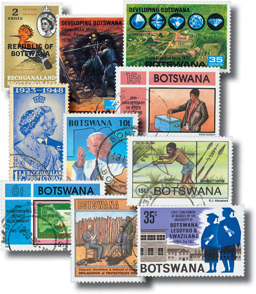 M12477  - Botswana: 45 Different Used Stamps