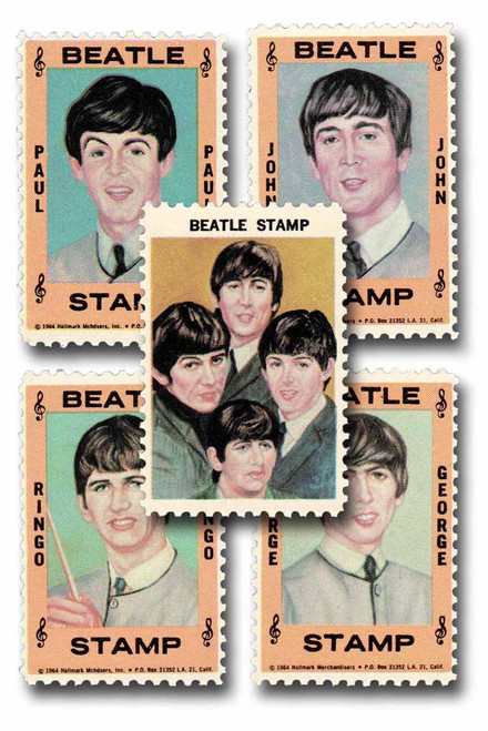 MUS053  - 1964 Beatles Cinderella Stamps, Set of 5