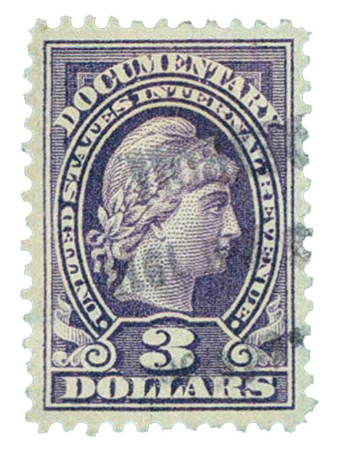 R242  - 1917-33 $3 US Internal Revenue Stamp - engraved, violet