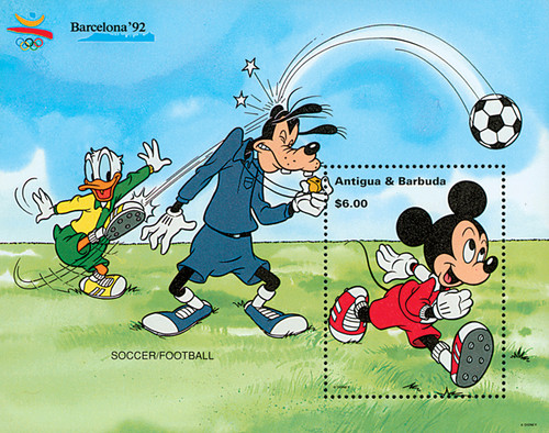 MDS232E  - 1992 Disney's Barcelona Summer Olympics, Mint Souvenir Sheet, Antigua-Barbuda