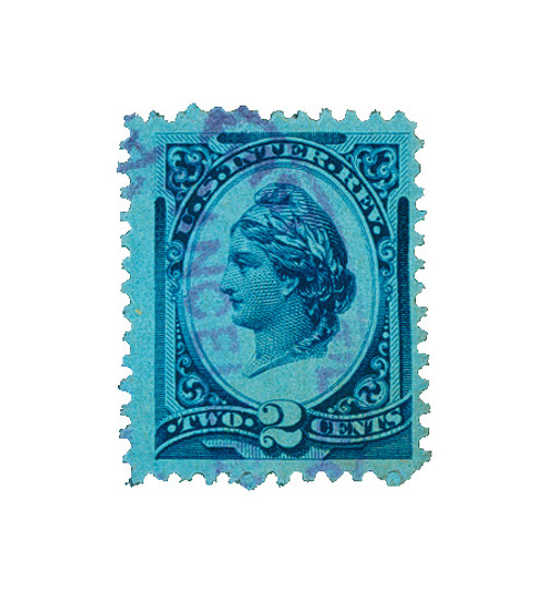 R152  - 1875-78 2c US Internal Revenue Stamp - liberty, perf 12, blue