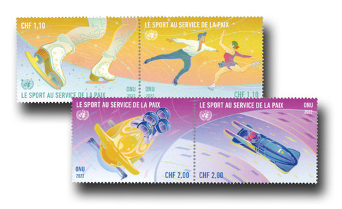 UNG710-13  - 2022 1,10 & 2,00 Sport for Peace, 2 Mint Attached Pairs, United Nations Geneva