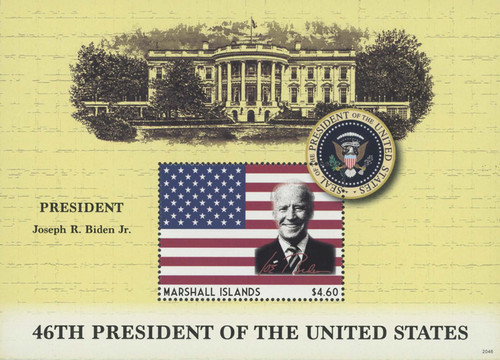 MFN098  - 2020 $4.60 Joseph R. Biden Jr. 46th President of the United States, Mint Souvenir Sheet, Marshall Islands