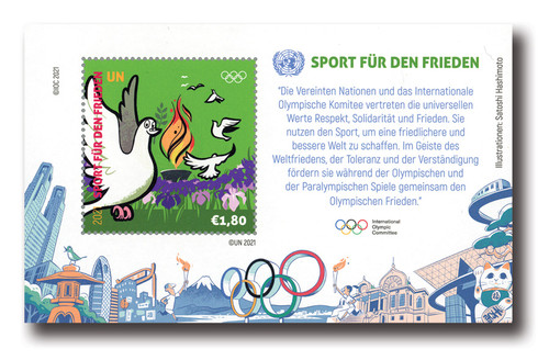 UNV680  - 2021 1,80 Sport for Peace, Doves and Olympic Flame, UN Vienna