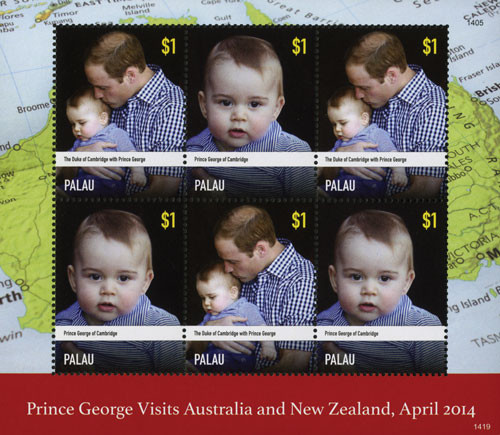 M11442  - Palau $1 The Duke of Cambridge with Prince George