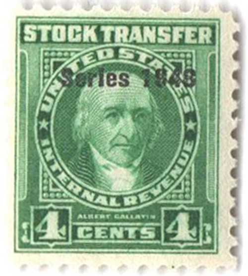 RD263  - 1948 4c Stock Transfer Stamp, bright green, watermark, perf 11