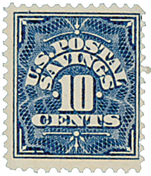 PS4  - 1911 10c Postal Savings, deep blue, watermark