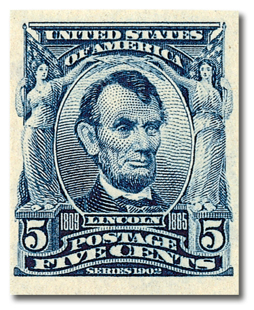 1908 5¢ Lincoln, blue, imperforate