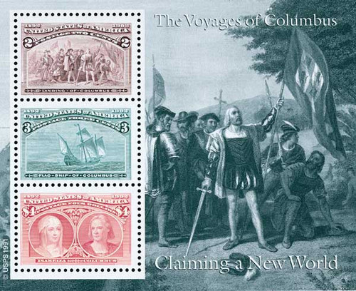 2625  - 1992 2c, 3c, $4 Columbian, souvenir sheet