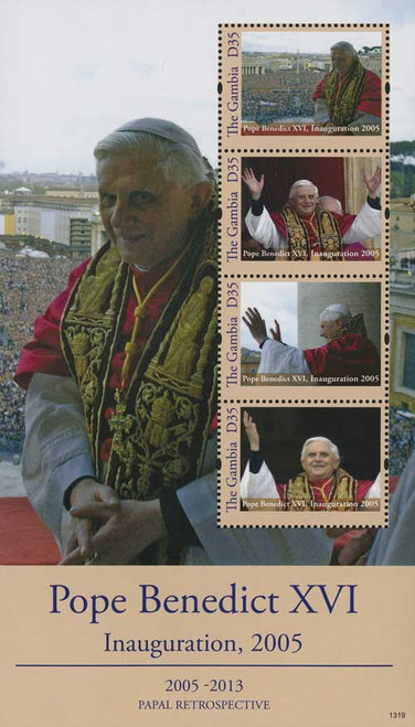 M11203  - 2013 D35 Pope Benedict XVI Inauguration, Mint Souvenir Sheet, Gambia