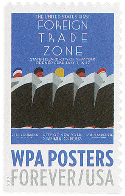 5185  - 2017 First-Class Forever Stamp - WPA Posters: The United States First Foreign Trade Zone