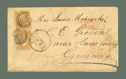 MRS1704  - 1861 30c Franklin (#71) on Cover to Hamburg, Germany