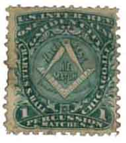 RO106c  - 1877-78 Charles S. Hale, 1c green, pink paper