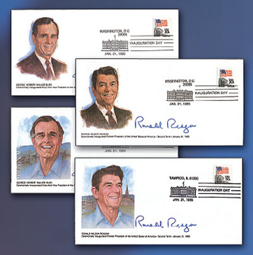 57207  - 1985 Reagan - Bush Inauguration Day Commemorative Covers - cancelled 1/21/85 - set of 4