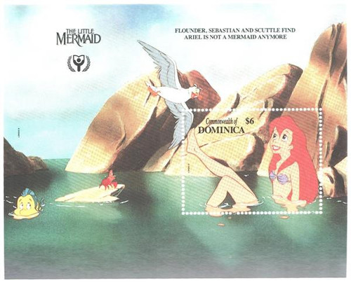 MDS263  - 1991 Disney's Little Mermaid, Mint Souvenir Sheet, Dominica