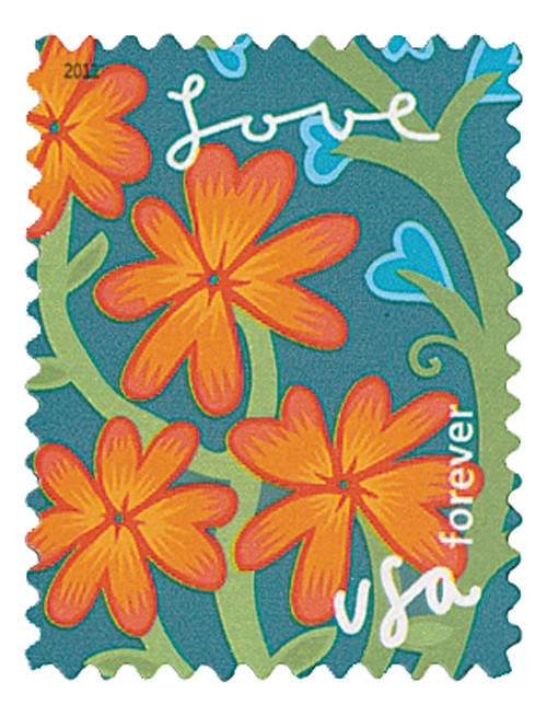 4538  - 2011 First-Class Forever Stamp -  Garden of Love: Orange Red Flower