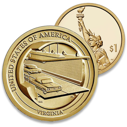 CAI021  - 2021 $1.00 American Innovation, Chesapeake Bay Bridge-Tunnel, VA, Denver Mint