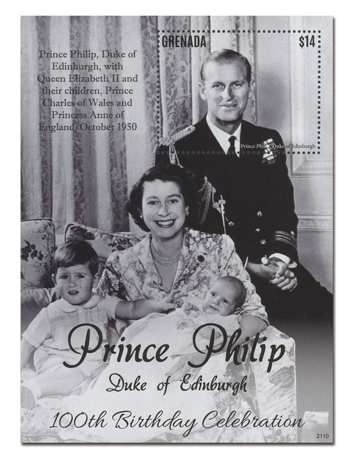 MFN156  - 2021 $14 Prince Philip-Duke of Edinburgh, 100th Birthday Celebration- Mint Souvenir Sheet, Grenada