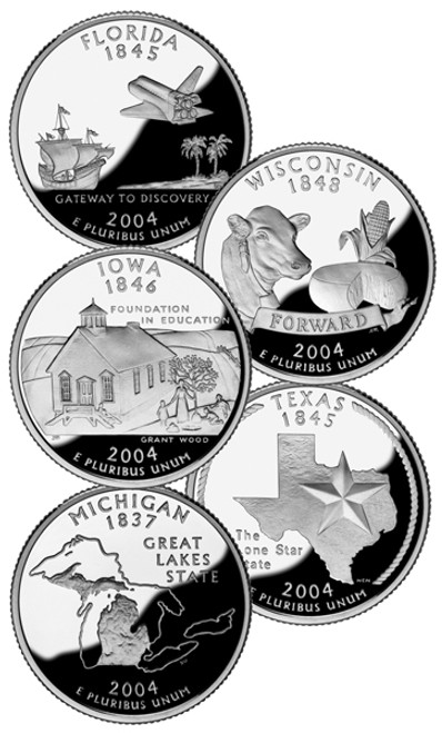 CN200425P  - 2004 U.S. Statehood Quarters, P Mint set of 5