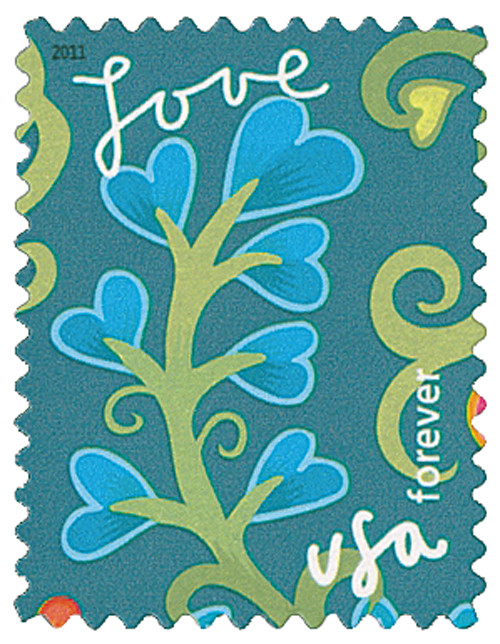 4533  - 2011 First-Class Forever Stamp - Garden of Love: Blue Blossoms