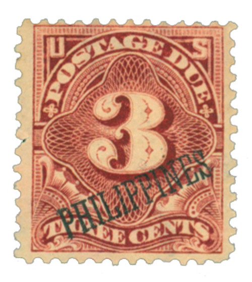 PHJ6  - 1901 3c Philippine Islands Postage Due, deep claret, double-line watermark, perf 12