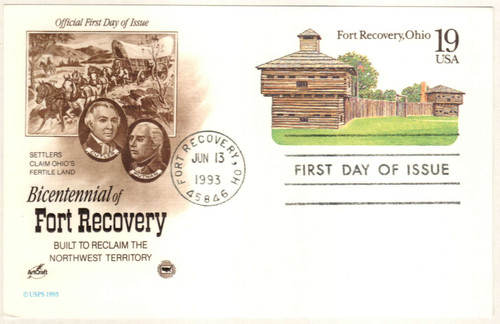 UX169  - 1993 19c Postal Card - Fort Recovery, Ohio