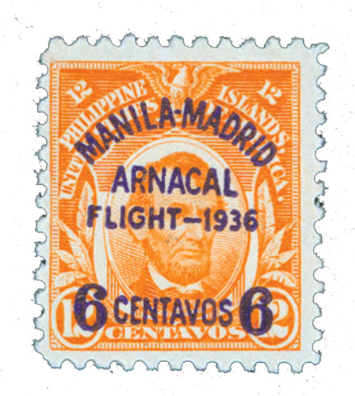 PHC55  - 1936 6c on 12c Philippine Islands Airmail, red orange (V)